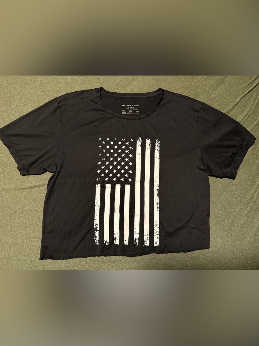 Black Graphic American Flag Tee - Unbranded